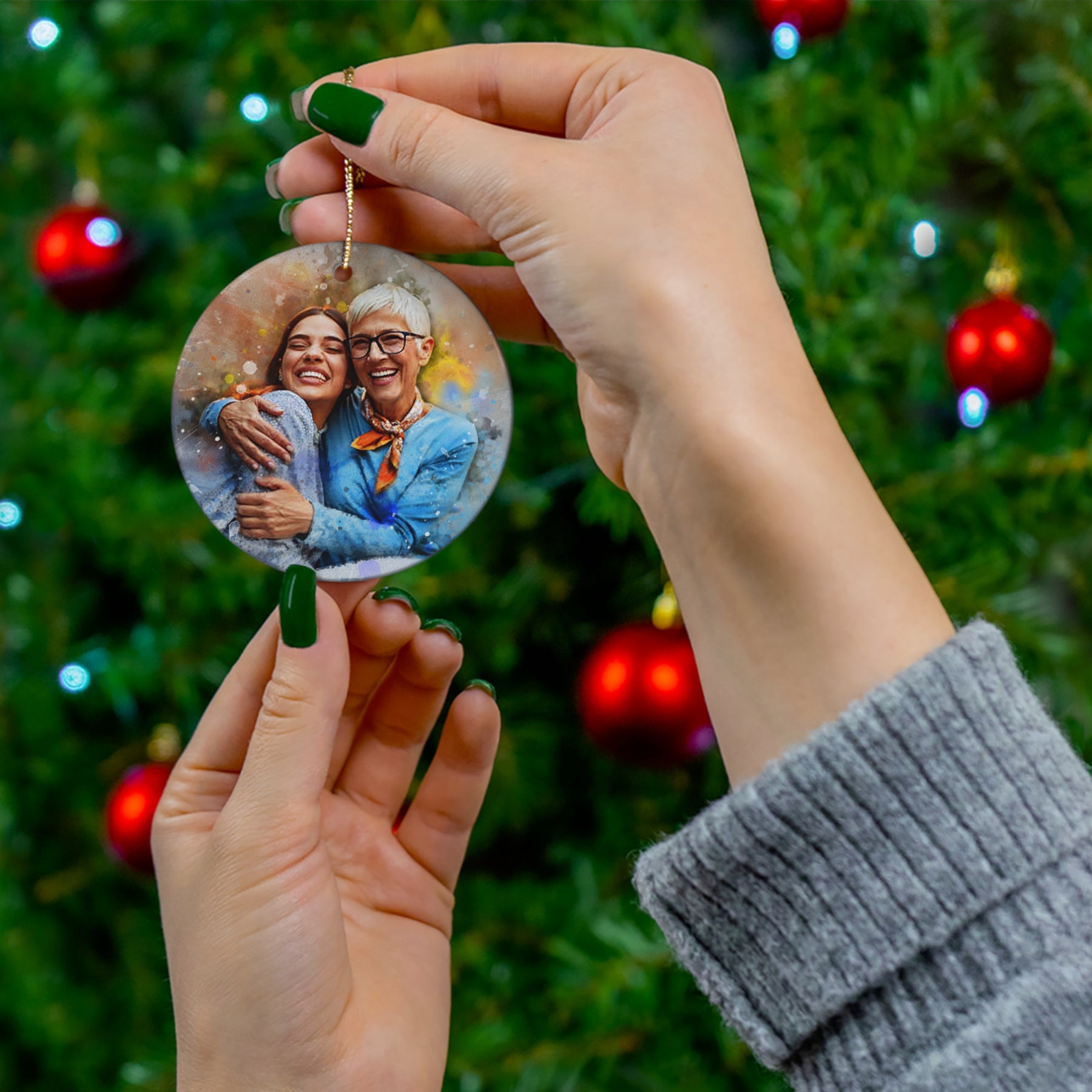 Custom Portrait on Ceramic Ornament in 3 Shapes