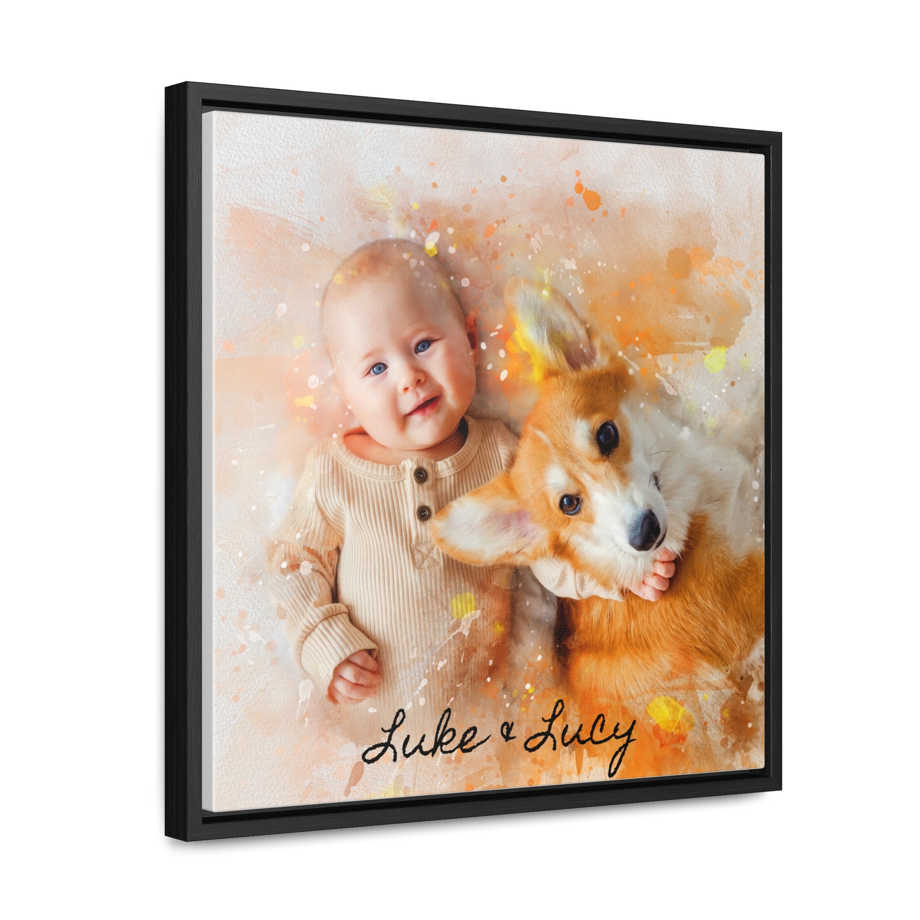 Custom Portrait on Canvas, Square Frame