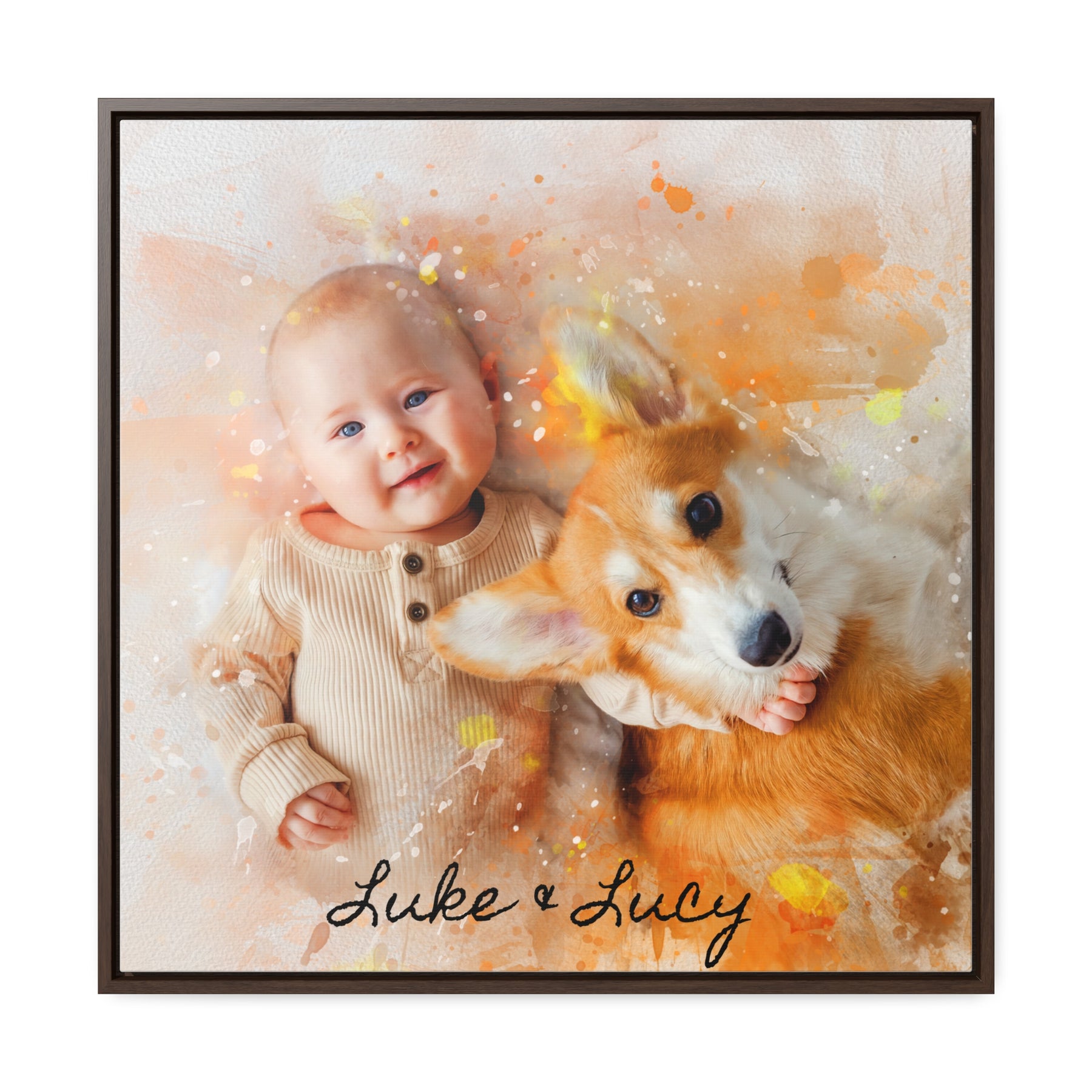 Custom Portrait on Canvas, Square Frame