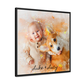 Custom Portrait on Canvas, Square Frame