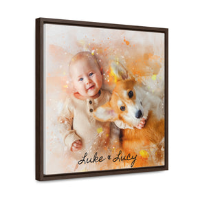 Custom Portrait on Canvas, Square Frame