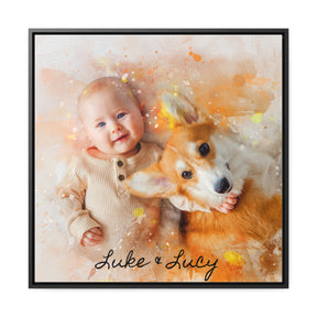 Custom Portrait on Canvas, Square Frame