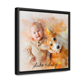 Custom Portrait on Canvas, Square Frame