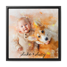 Custom Portrait on Canvas, Square Frame