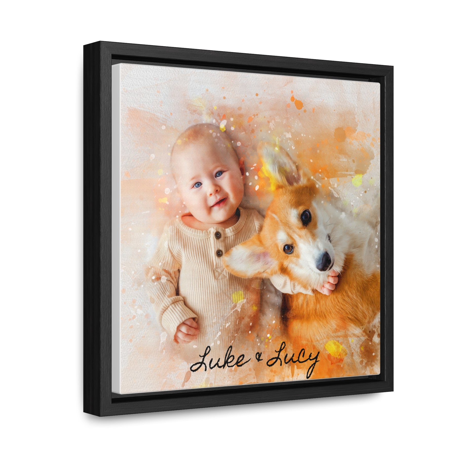 Custom Portrait on Canvas, Square Frame