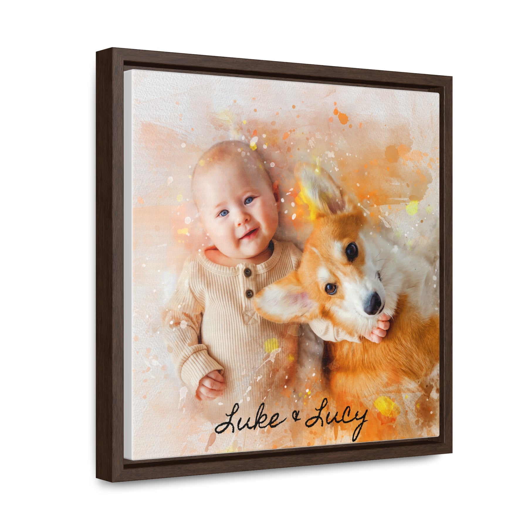 Custom Portrait on Canvas, Square Frame